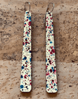 Angelco Accessories reversible paddle paper earrings - showing the speckle side only - pink blue or speckle