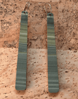 Angelco Accessories reversible paddle paper earrings - showing the khaki side only - gold or khaki