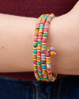Angelco Accessories mini kantha bead bangle as worn by model in close up view