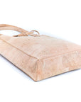 Angelco Accessories Bow cork tote bag - angled bottom view on white background