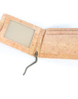 Angelco Accessories Caleb cork wallet - view inside of open wallet showing open money clip