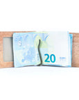 Angelco Accessories Caleb cork wallet - view inside of open wallet with cash notes in money clip