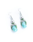 Angelco Accessories Ceramic bead cork drop earrings in green on white flatlay
