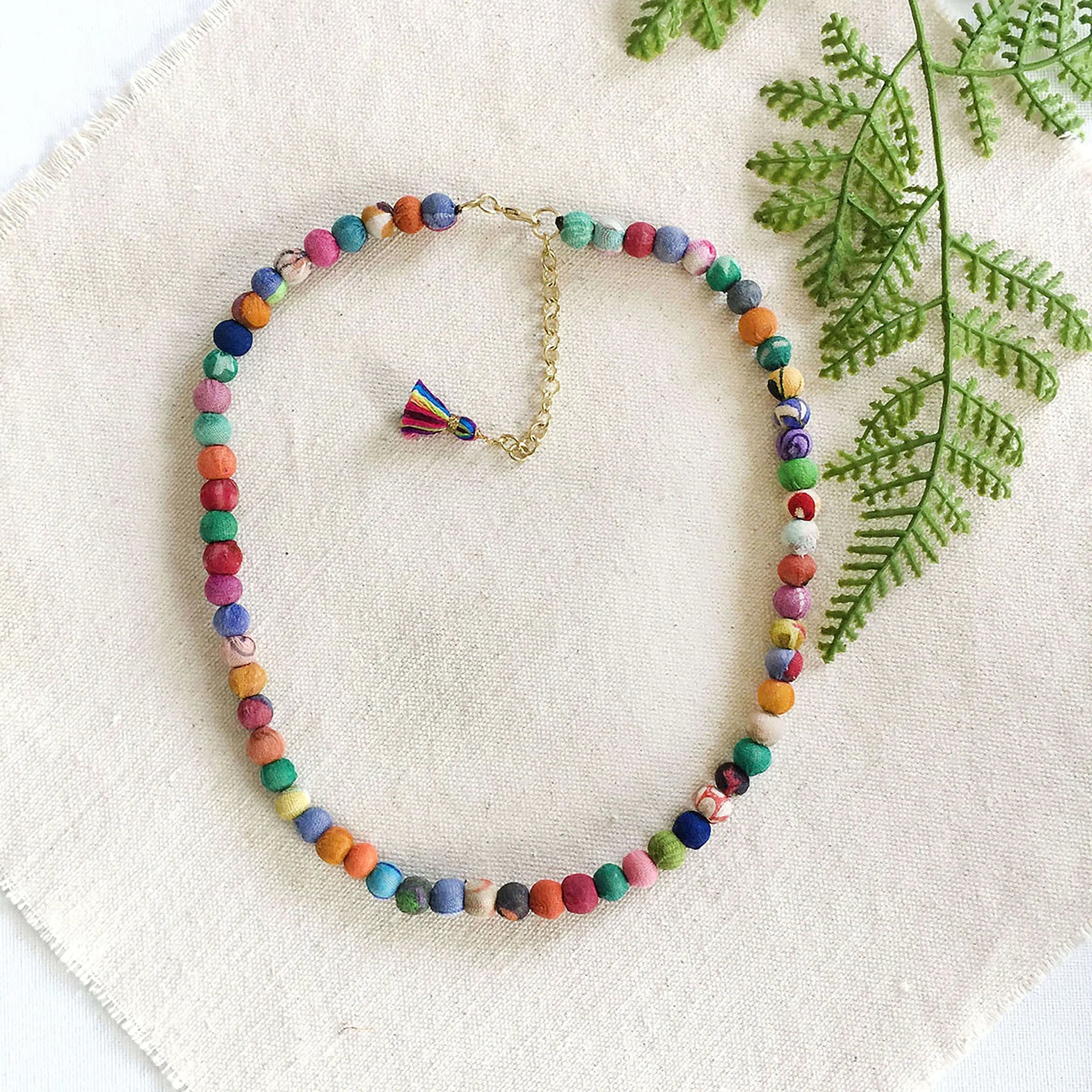 Classic kantha single strand necklace