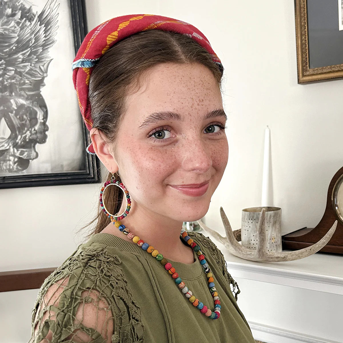 Classic kantha single strand necklace