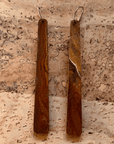 Angelco Accessories reversible paddle paper earrings - showing the brown side only - pink or brown