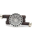 Angelco Accessories Floral disk cork ring in dark brown, on white background