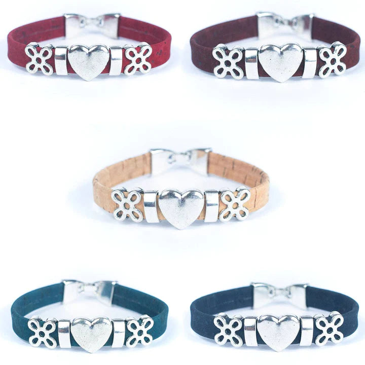 Angelco Accessories Heart and cork band bracelet - all 5 available colours