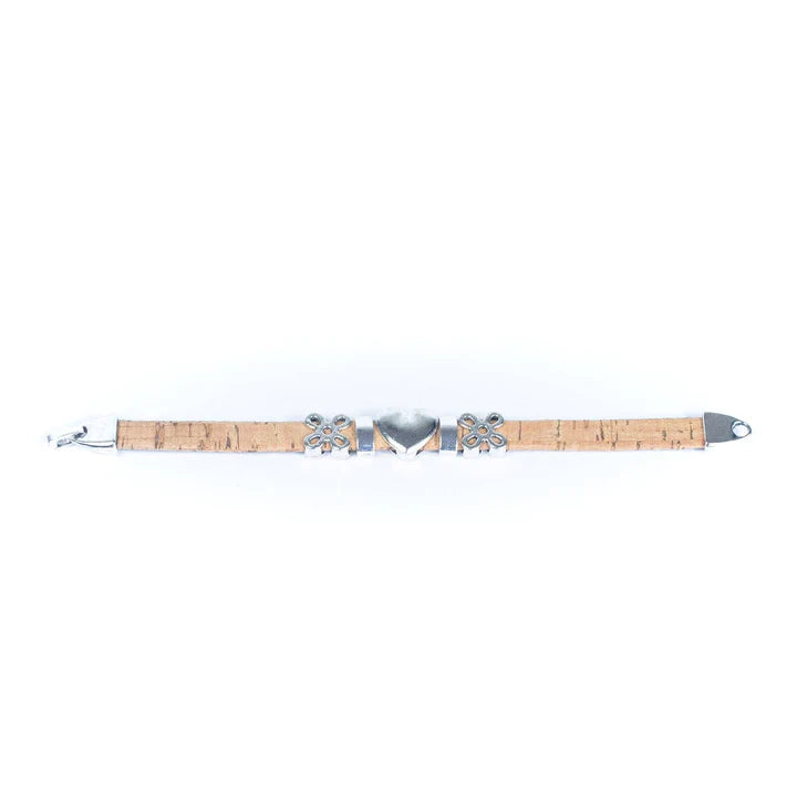 Angelco Accessories Heart and cork band bracelet - flatlay view in natural colour
