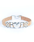Angelco Accessories Heart and cork band bracelet - front view in natural colour