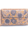 Angelco Accessories - Front pocket phone wallet crossbody cork bag - blue sunflower