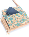 Angelco Accessories - Front pocket phone wallet crossbody cork bag - phone sitting in phone pocket