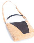 Angelco Accessories Leonie cork handbag - on white flatlay with long strap attached and extended