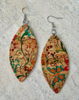Angelco Accessories Marquise pattern cork drop earrings - orange print