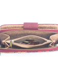 Angelco Accessories Millie cork wallet - top view of cork wallet showing zippered section with coins , with white background