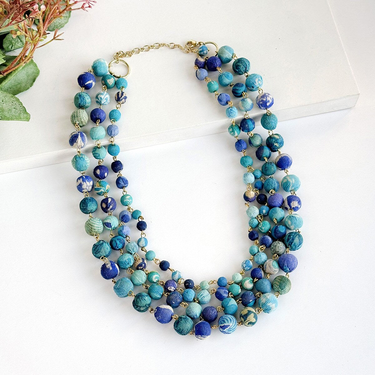 Callie kantha necklace - azure