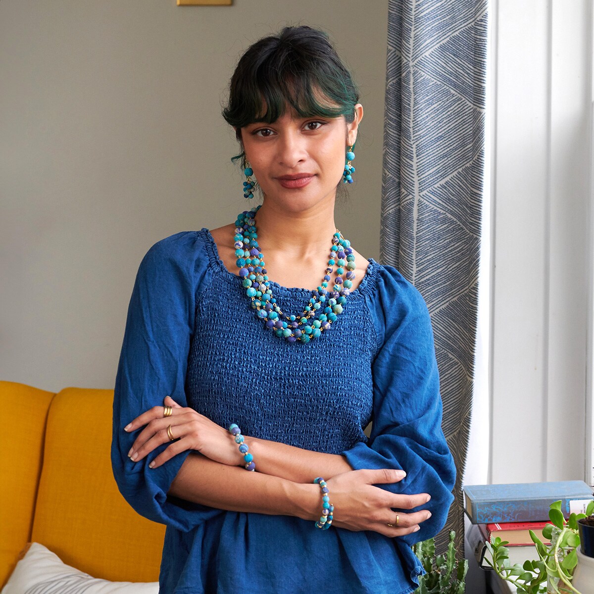 Callie kantha necklace - azure
