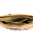 Angelco Accessories Pippa cork handbag - top view of open bag on white background