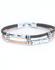 Angelco Accessories Straight lines cork bracelet in brown, on white flatlay