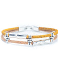 Angelco Accessories Straight lines cork bracelet in yellow, on white flatlay