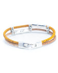 Angelco Accessories Straight lines cork bracelet in yellow, rear view of claspon white flatlay