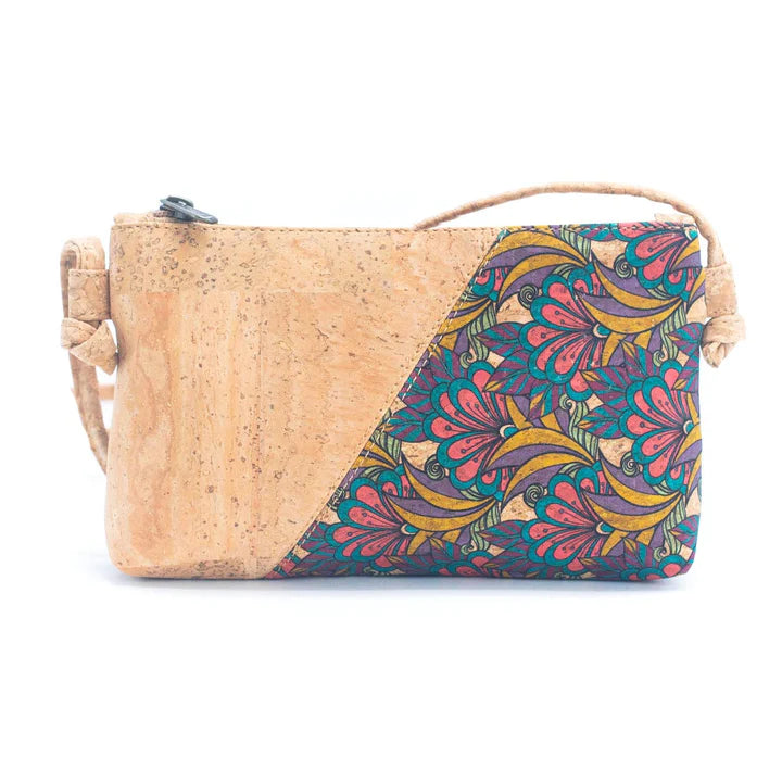 Angelco Accessories Tessa crossbody bag with colourful purple, pink, blue and yellow design