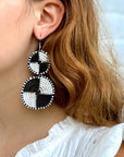 Black & white maasai bead earrings
