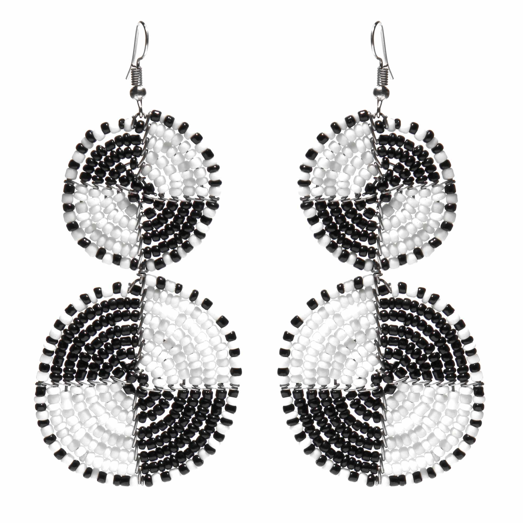 Black & white maasai bead earrings