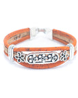 Angelco Accessories Floral lines cork bracelet - front view in orange colour
