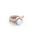 Angelco Accessories Oval stone cork ring - angled view of white ring