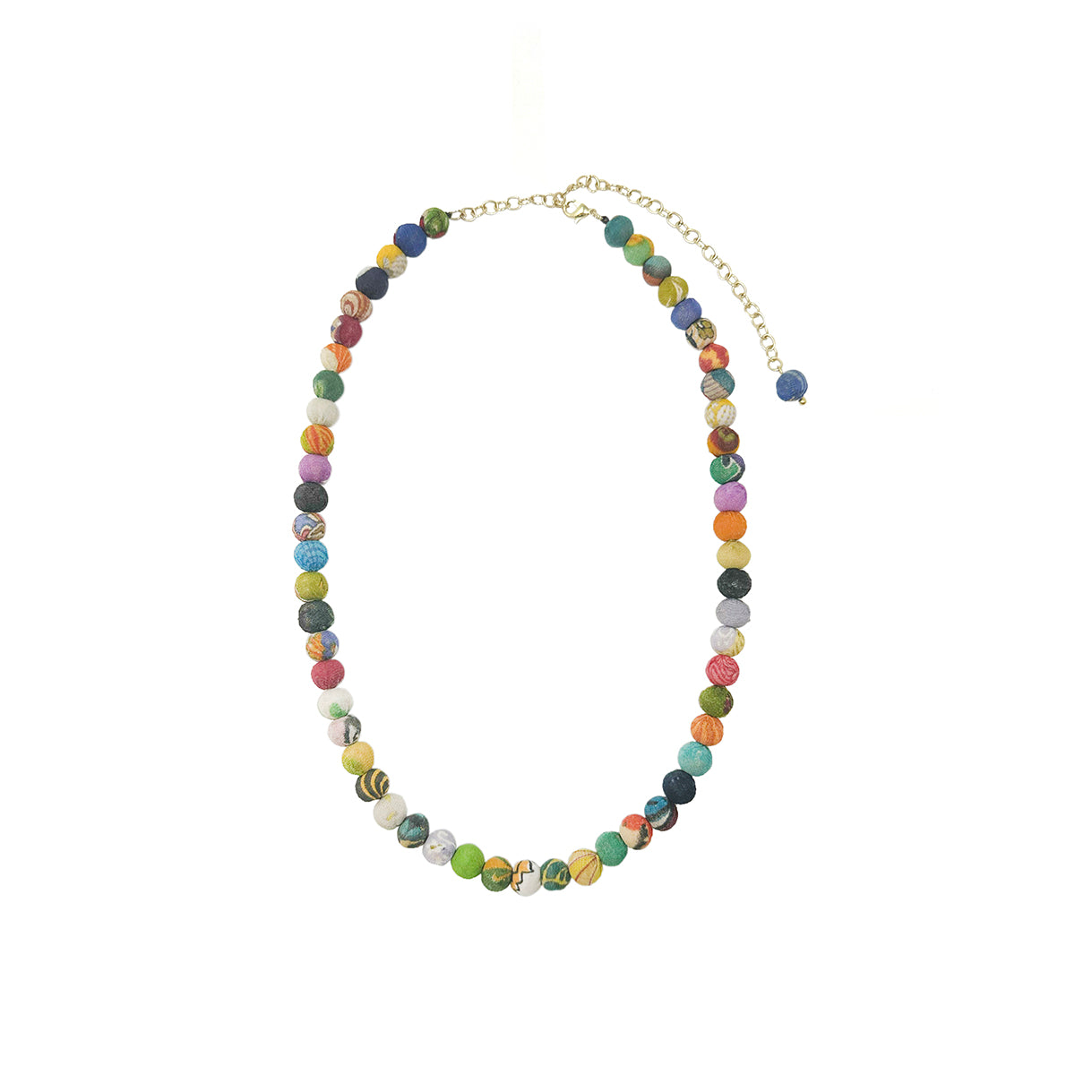 Angelco Accessories single strand kantha short necklace on white flatlay