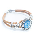 Angelco Accessories Blue tile cork bracelet angled view on white background