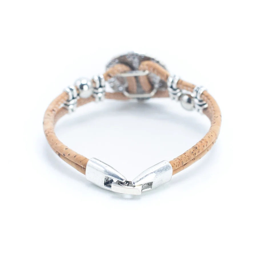 Angelco Accessories Blue tile cork bracelet back view on white background