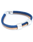 Angelco Accessories Channel cork bracelet - blue, angled view on white flatlay