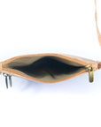 Angelco Accessories - Triple section crossbody bag - black floral, top view of open bag on white background