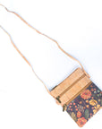Angelco Accessories - Triple section crossbody bag - black floral, white flatlay with strap extended