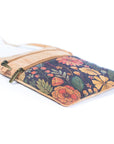 Angelco Accessories - Triple section crossbody bag - black floral, low angle view on white flatlay