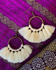 Small hoop fringe earrings