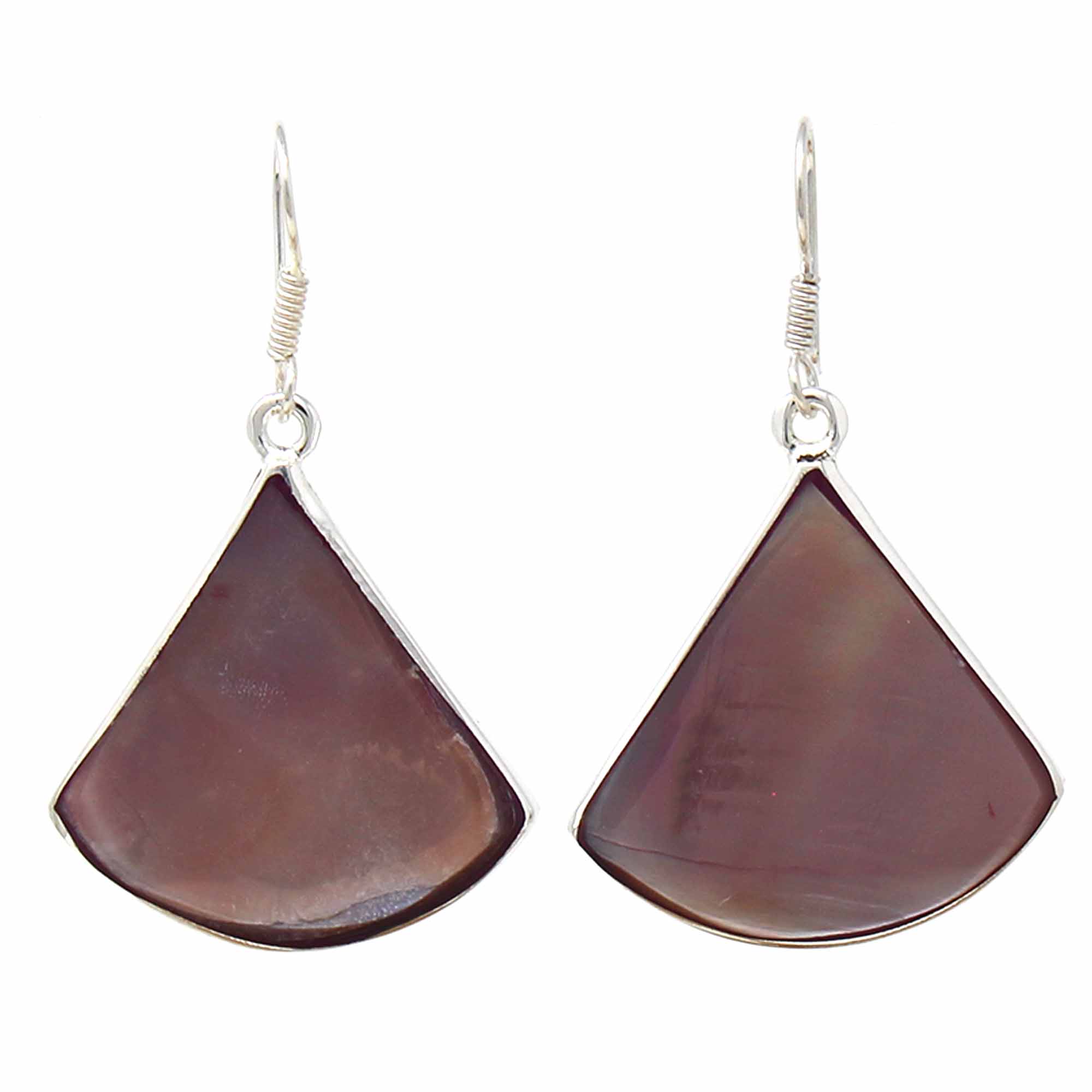 Angelco Accessories Pink clam shell silver fan earrings