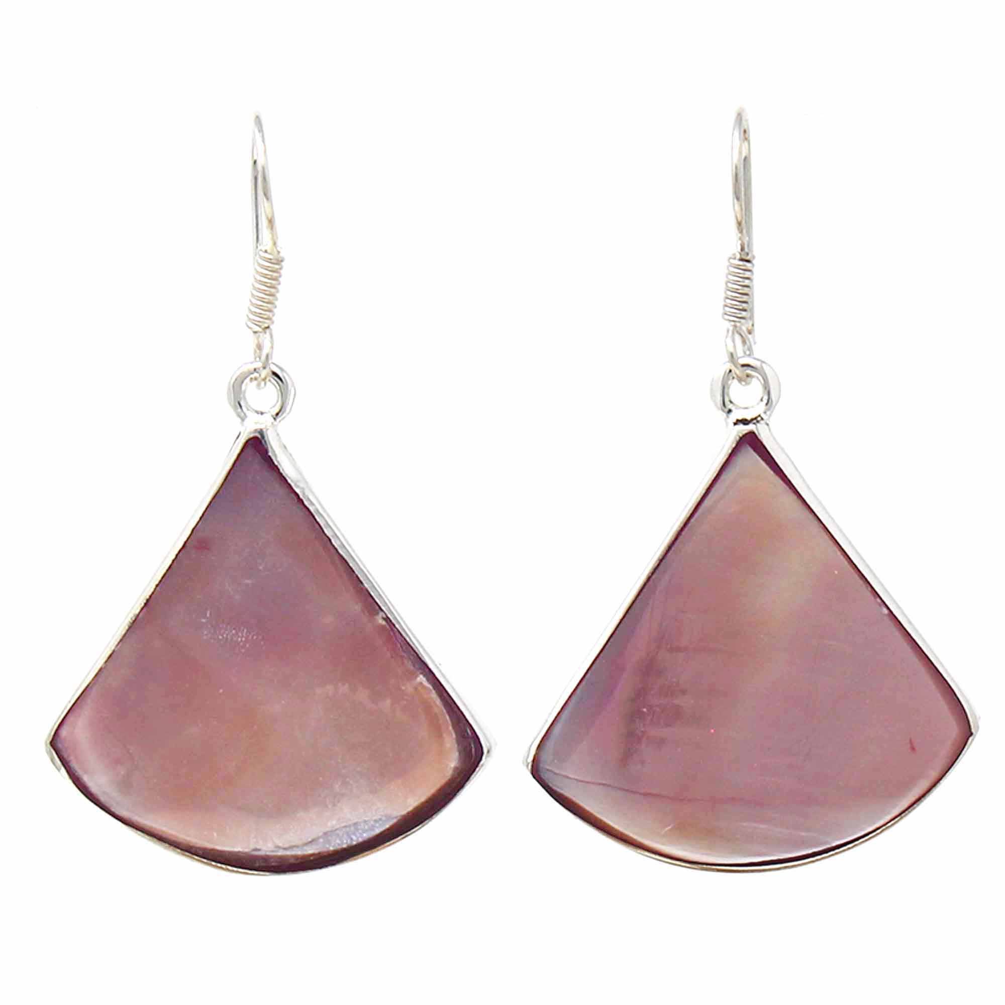 Angelco Accessories Pink clam shell silver fan earrings