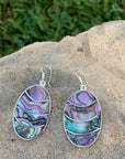 Angelco Accessories Abalone silver oval earrings