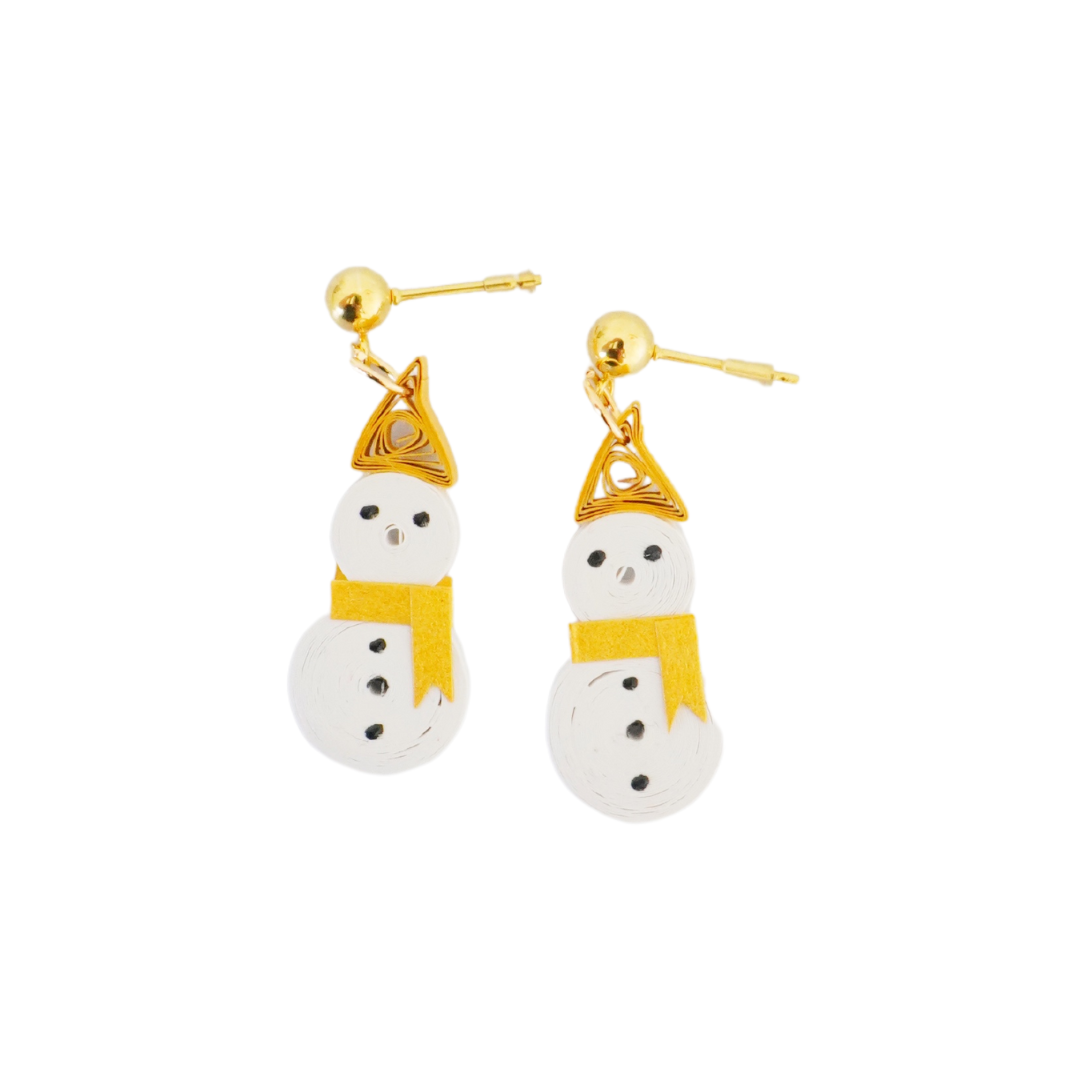 Angelco Accessories Christmas Snowman earrings - white & gold