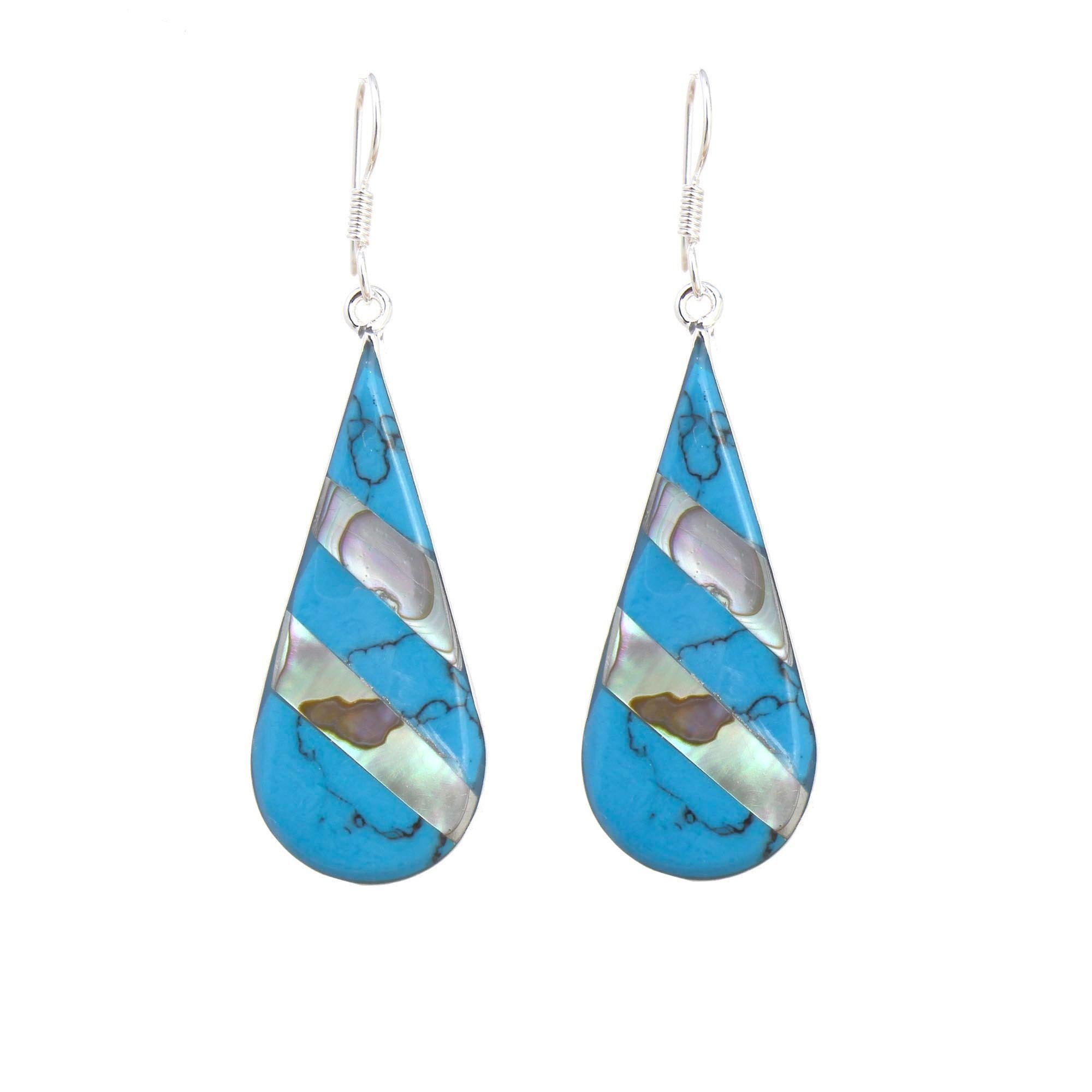 Angelco Accessories Turquoise & abalone silver teardrop earrings