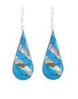 Angelco Accessories Turquoise & abalone silver teardrop earrings