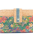 Angelco Accessories Printed mid size cork wallet on white flatlay - tropical