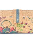 Angelco Accessories Printed mid size cork wallet on white flatlay - garden