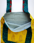 Block print tote bag - pineapples