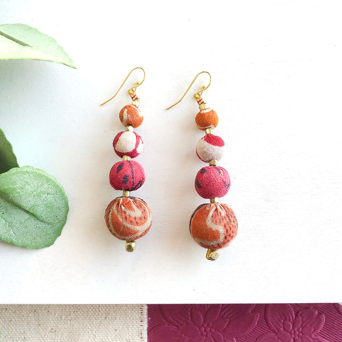 Angelco Accessories Graduated kantha earrings