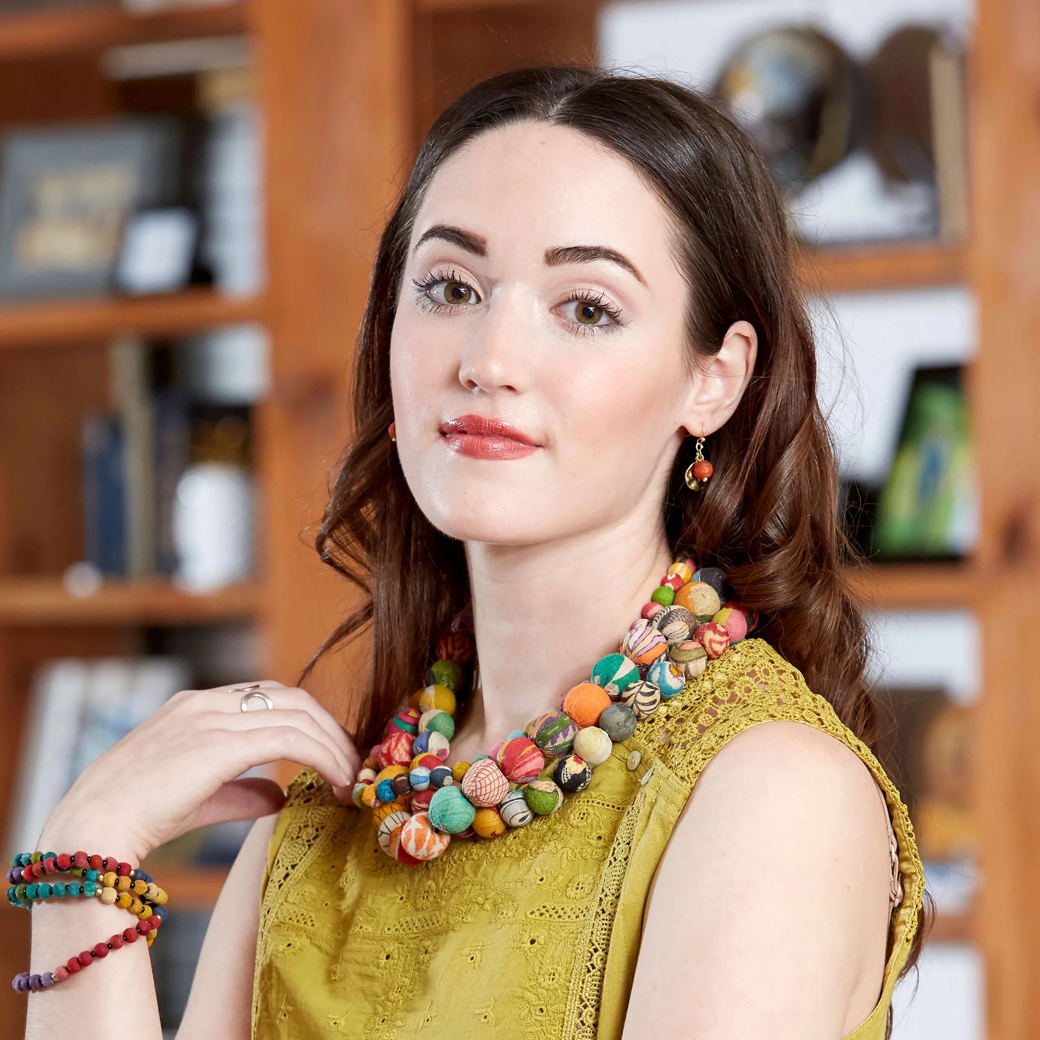 Angelco Accessories Kantha gold charm earrings