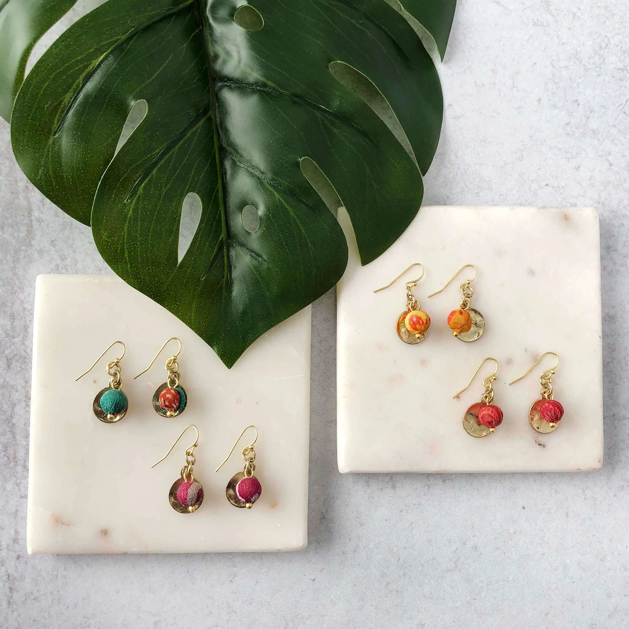 Angelco Accessories Kantha gold charm earrings
